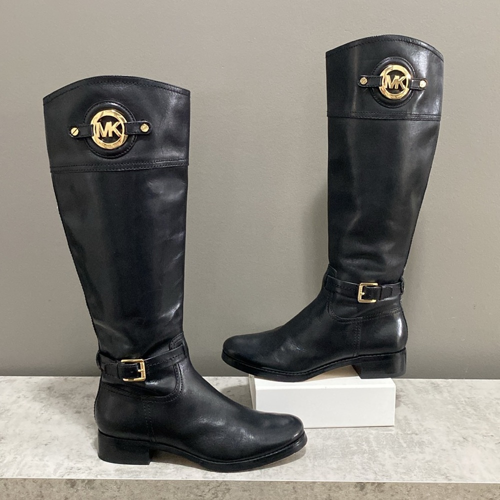 Michael Kors Black Leather Riding Boots